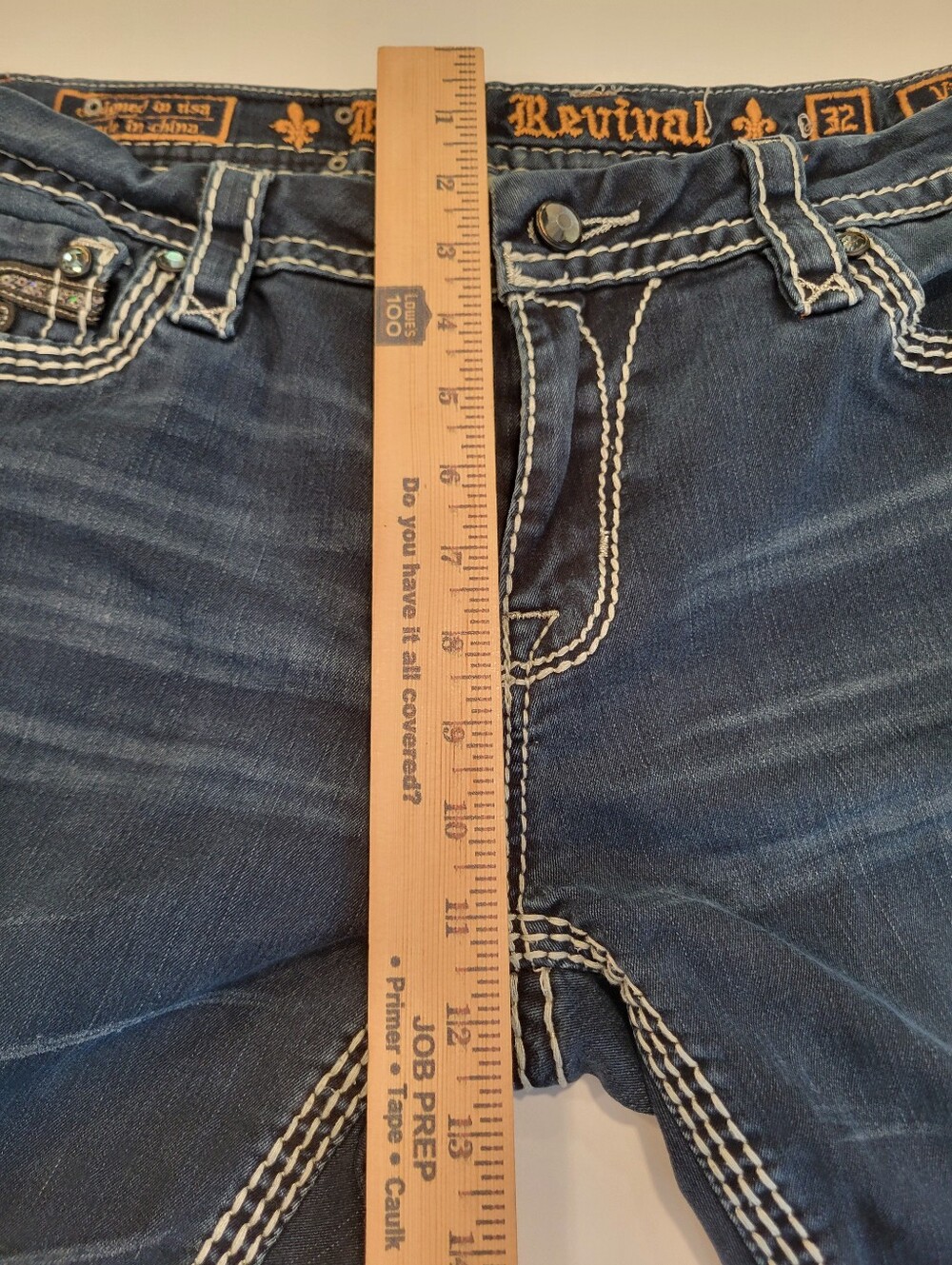 Rock Revival Vivian Easy Skinny 32 Straight Leg Fleur-de-lis Pocket Y2K Style - Picture 14 of 15